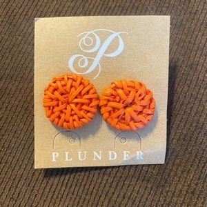 Plunder Design Jewelry Plunder Posse Rattan Orange Circle Stud Earrings, NWOT